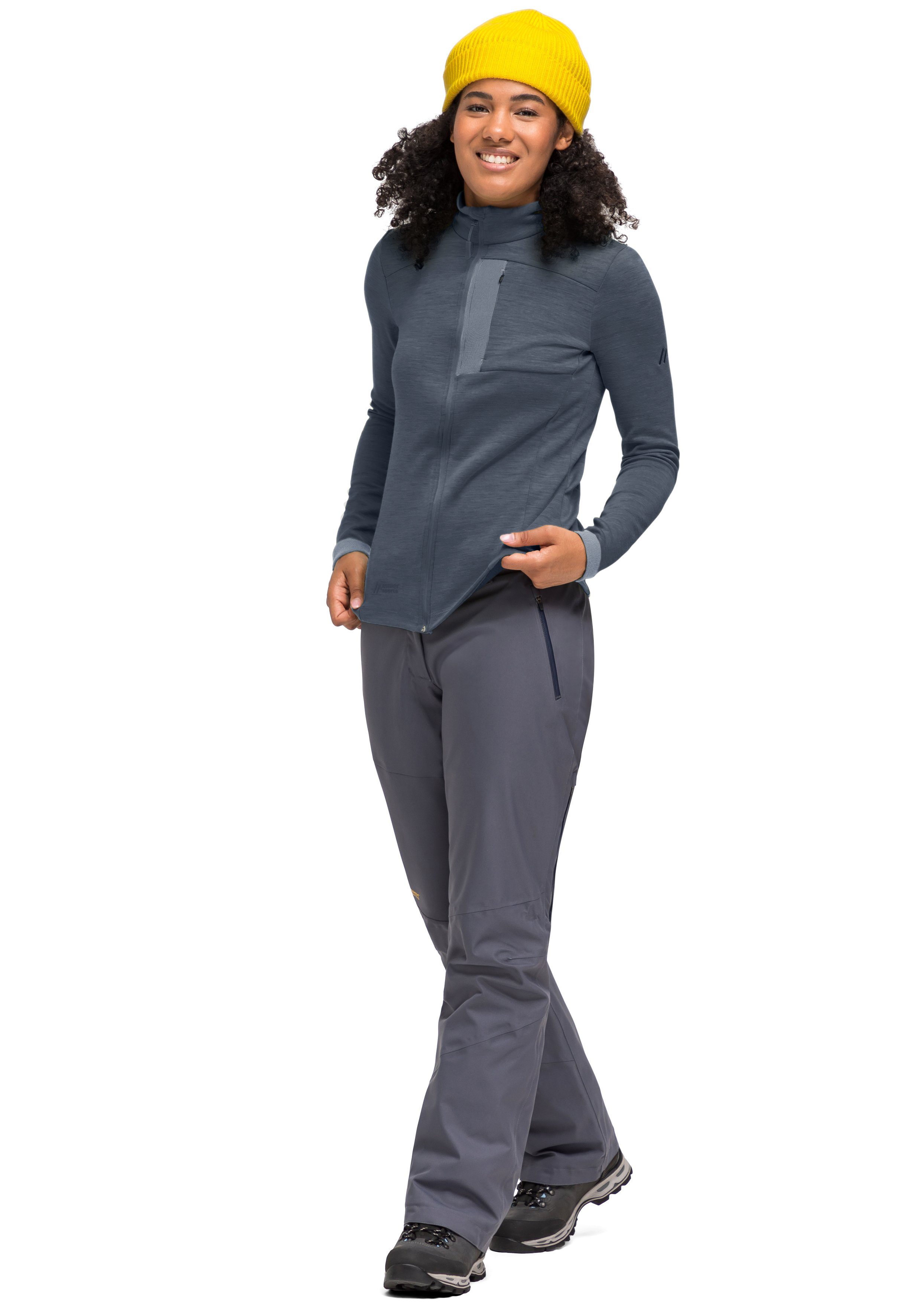 Maier Sports Funktionsshirt ideal Skutvik graublau für für Damen, W Outdoor-Aktivitäten Midlayer-Jacke