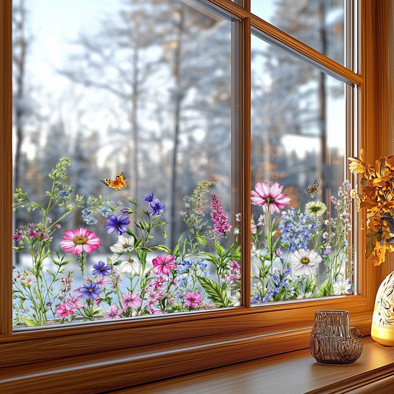 Coonoor Fenstersticker Blumen- und Schmetterlingsfensterfolie, bunte günstig online kaufen