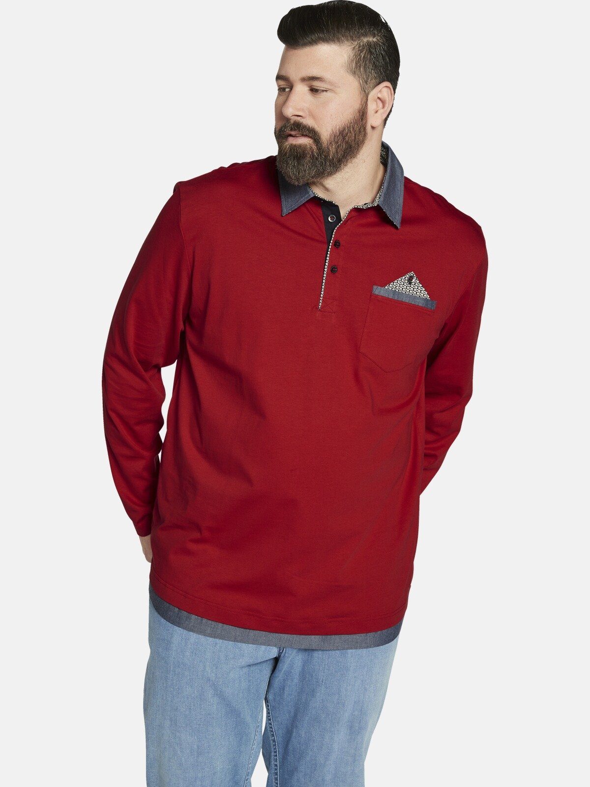 Charles Colby Poloshirt EARL SWEENEY mit angedeutetem Einstecktuch