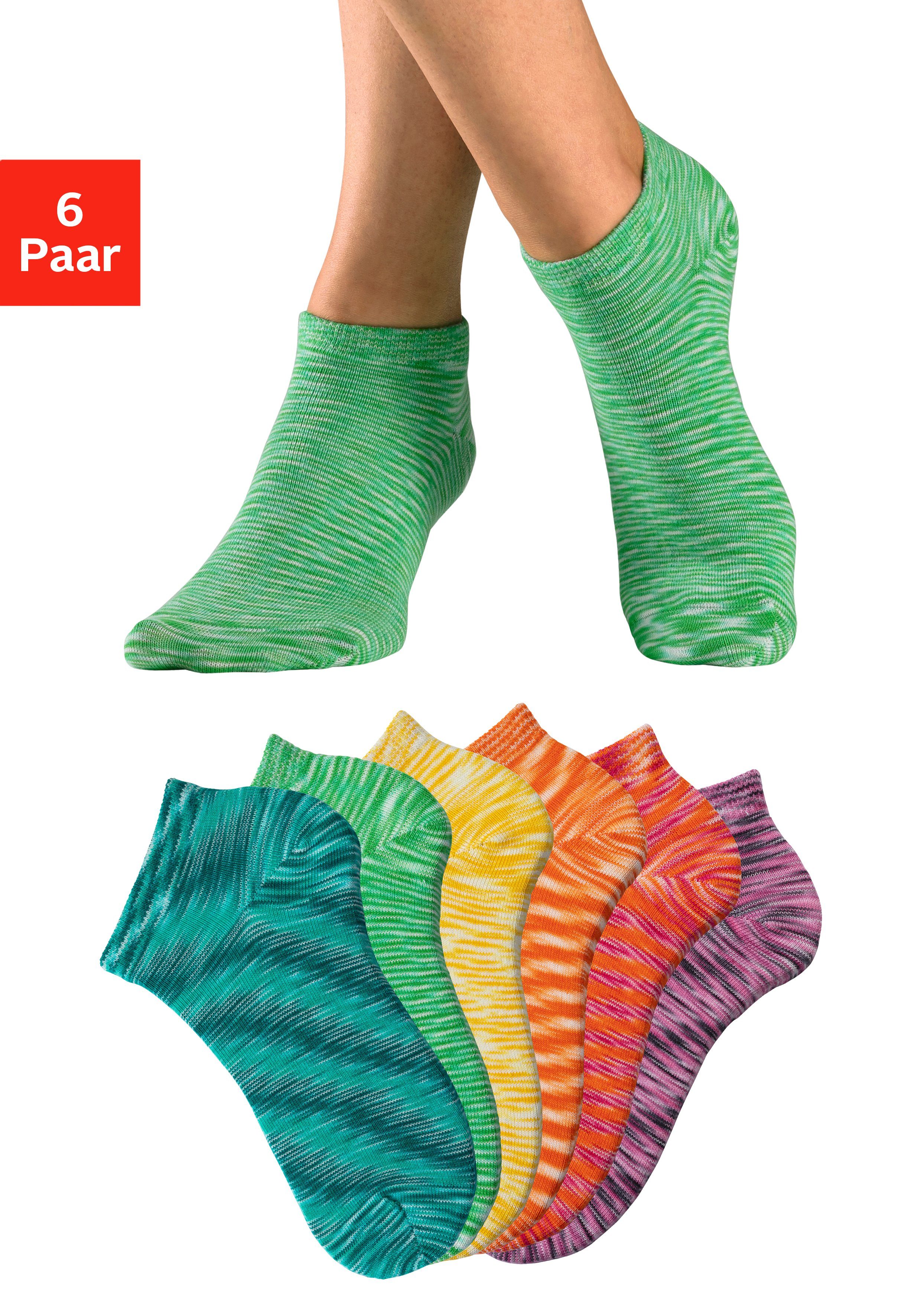 H.I.S Sneakersocken mit farbig bedrucktem Garnen, unterschiedliche Designs (Packung, 6-Paar) mit farbigem Garn