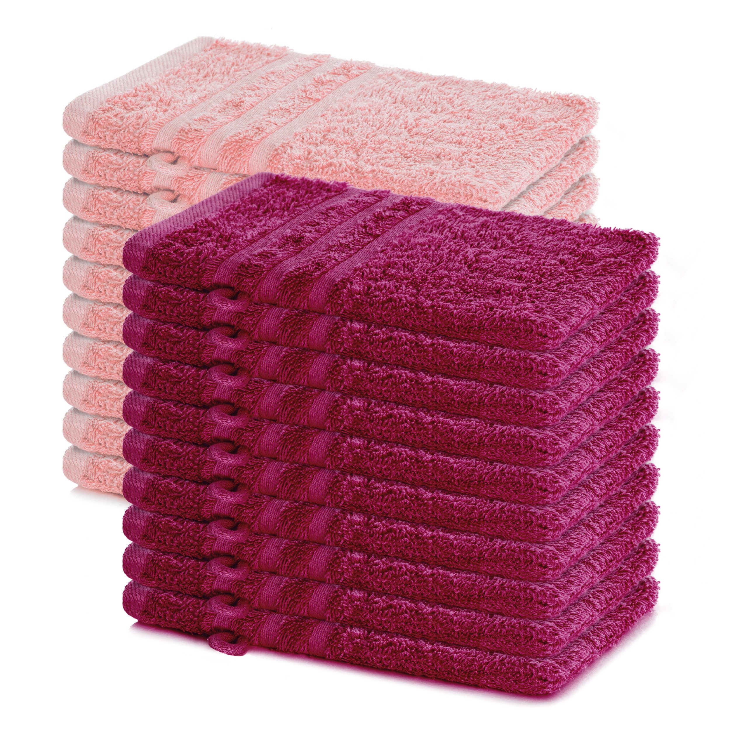 Lavea Waschhandschuh 20er Set Waschhandschuhe, 15 x 21 cm, Elena-Frottierserie, Waschlappen, (20-St), 500 g/m² Frottier, weich & saugstark, pflegeleicht