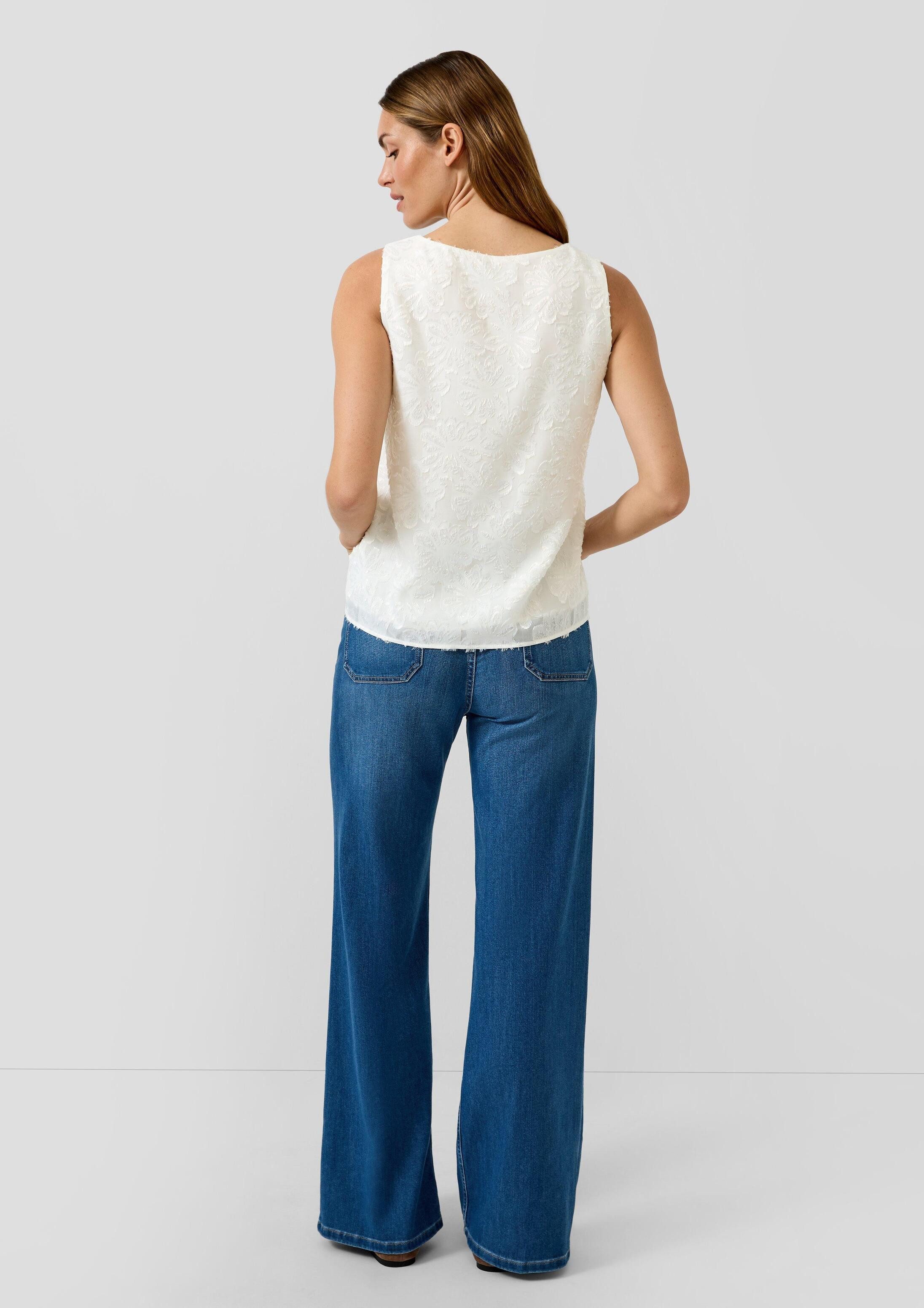 s.Oliver Blusentop Bluse Ärmelloses Chiffon-Top mit V-Ausschnitt und floralem Muster