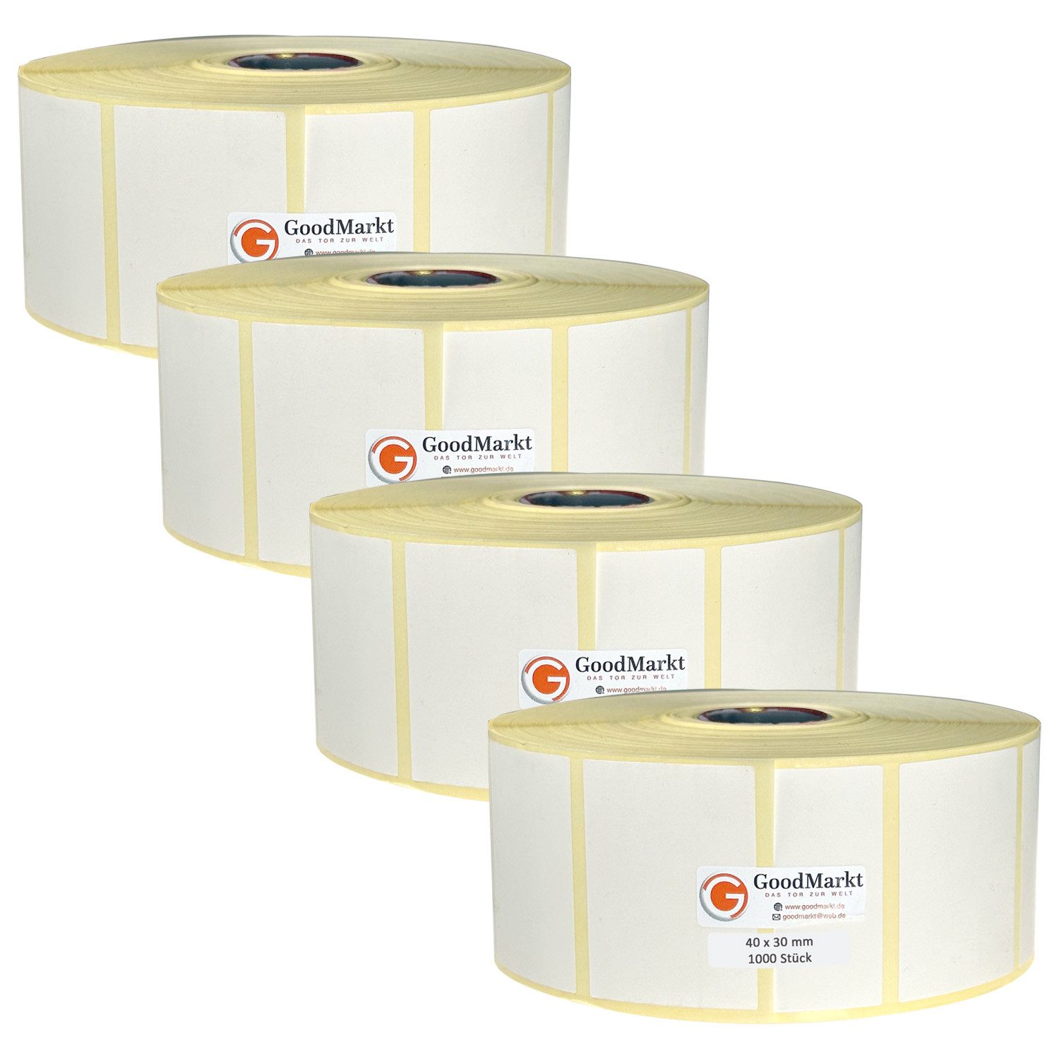 GoodMarkt Etiketten 40x30mm Selbstklebende Thermo Etiketten auf Rolle 1000 Labels, Adressetiketten Haushaltsetiketten Bedruckbar Aufkleber für Büro Küche