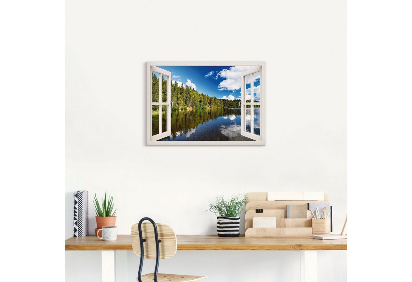 Artland Wandbild »Fensterblick Norwegische Landschaft«, Fensterblick (1 Stück), in vielen Größen & Produktarten - Alubild / Outdoorbild für den Außenbereich, Leinwandbild, Poster, Wandaufkleber / Wandtattoo auch für Badezimmer geeignet-kaufen