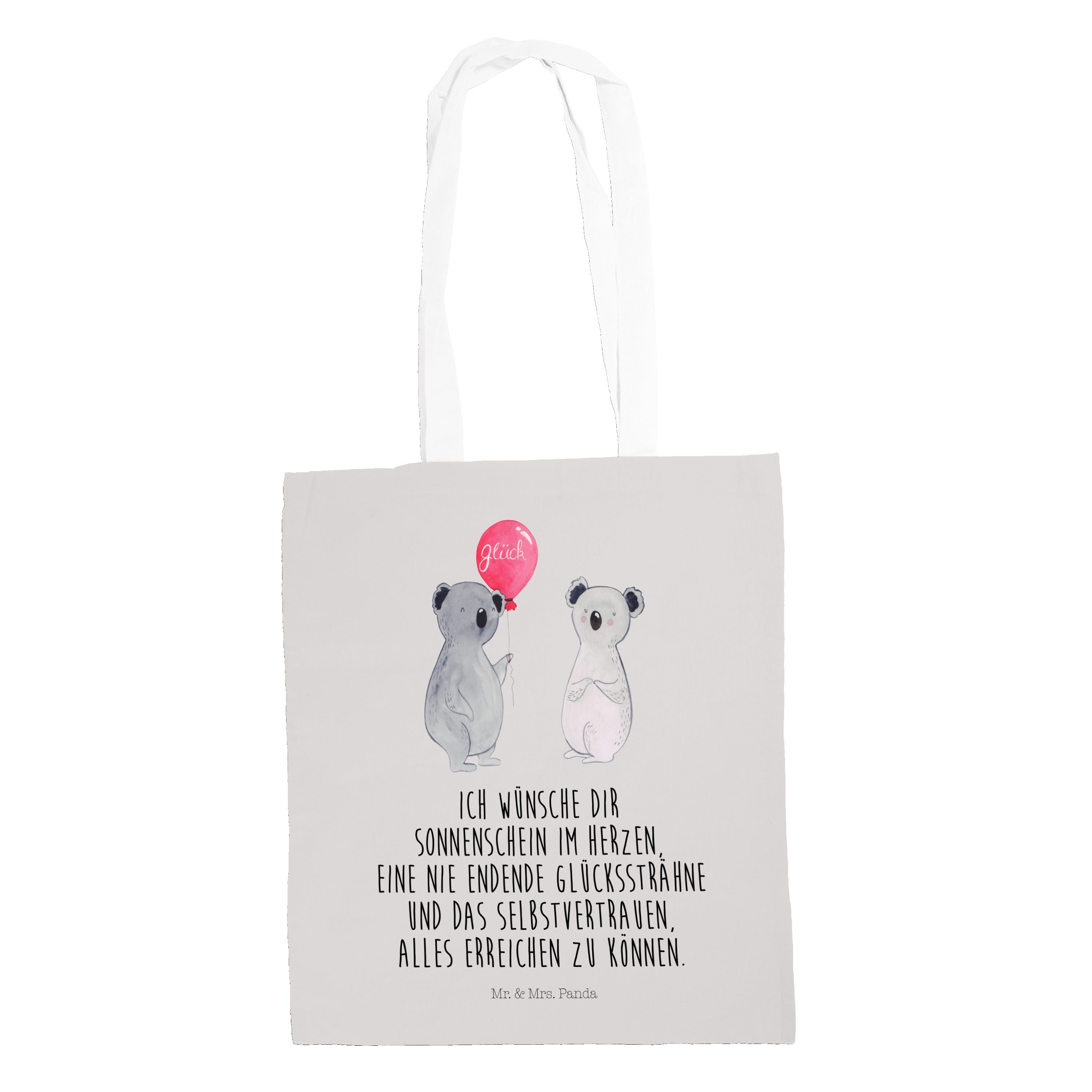 Mr. & Mrs. Panda Tragetasche Koala Luftballon - Grau Pastell - Geschenk, Jutebeutel, Beuteltasche, (1-tlg)