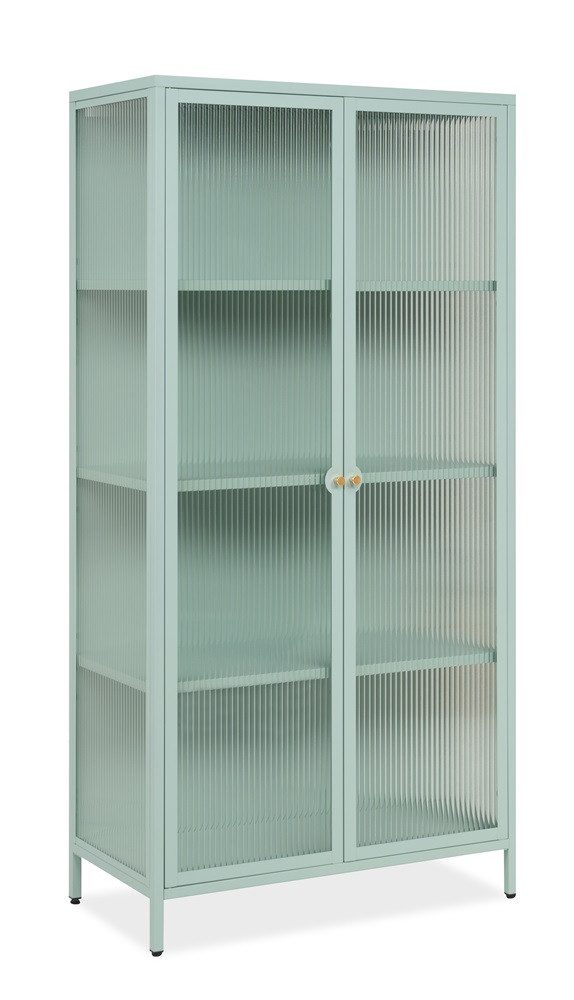 Finori Schuhschrank Kommode Vitrine Milton, Mintgrün, 80 cm x 160 cm x 40 cm