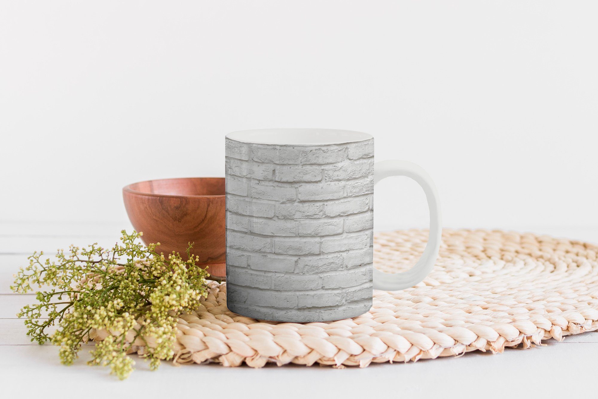 Keramik, Tasse Wand Teetasse, Geschenk MuchoWow - Stein, Teetasse, Weiß - Becher, Kaffeetassen,