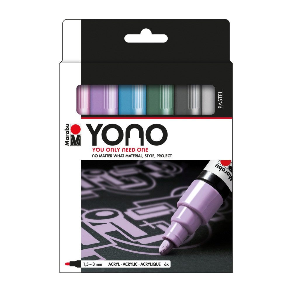 Marabu Acrylfarbe Marabu Acrylmarker Marker YONO Set Pastell 1,5-3mm 6 Teile