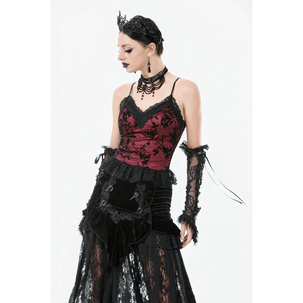 Dark in Love Rüschentop Romantischen Top mit Rosen schwarz-rot Dark in Love