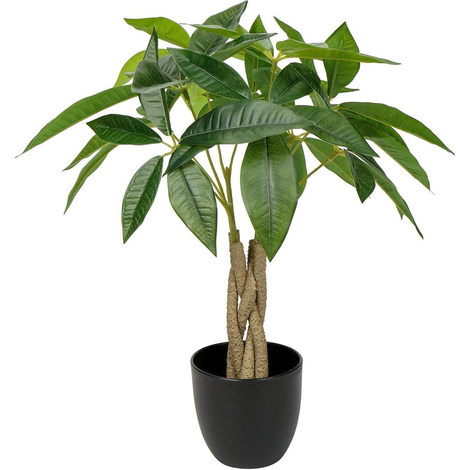 Kunstbonsai Kunstpflanze Pachira Aquatica 45CM Glückskastanie Bonsai Deko Topf, Briful