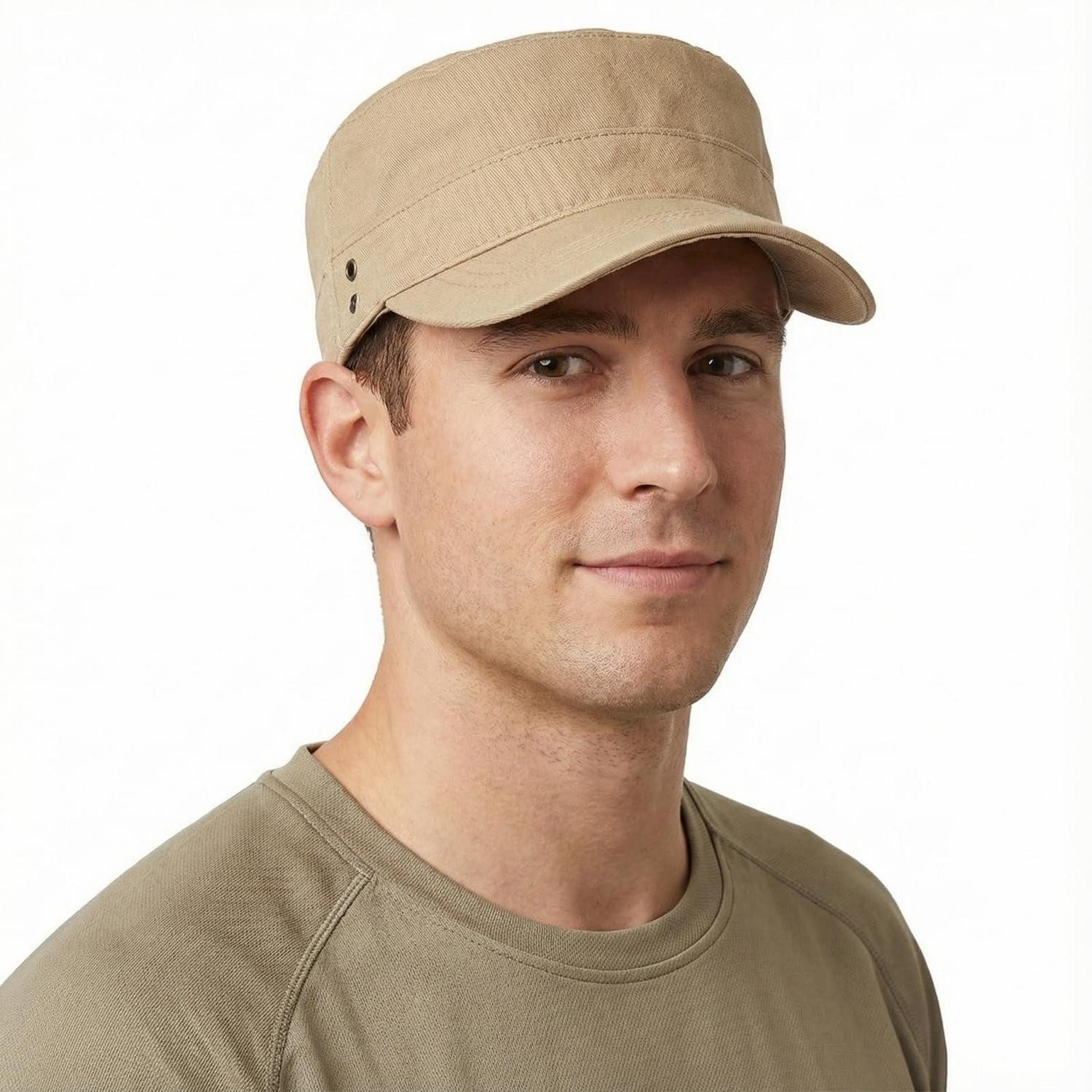 LuxusKollektion Army Cap Militärmütze Herren Army Cap Cadet Verstellbar Baumwolle 56-60 Khaki