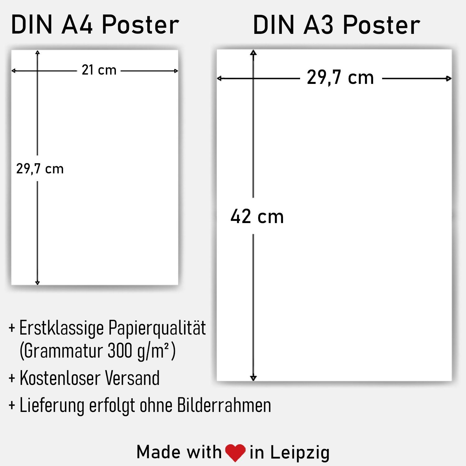 Tigerlino Poster Weihnachten 3er Set Merry Christmas Wandbild Weihnachtsbaum Wanddeko