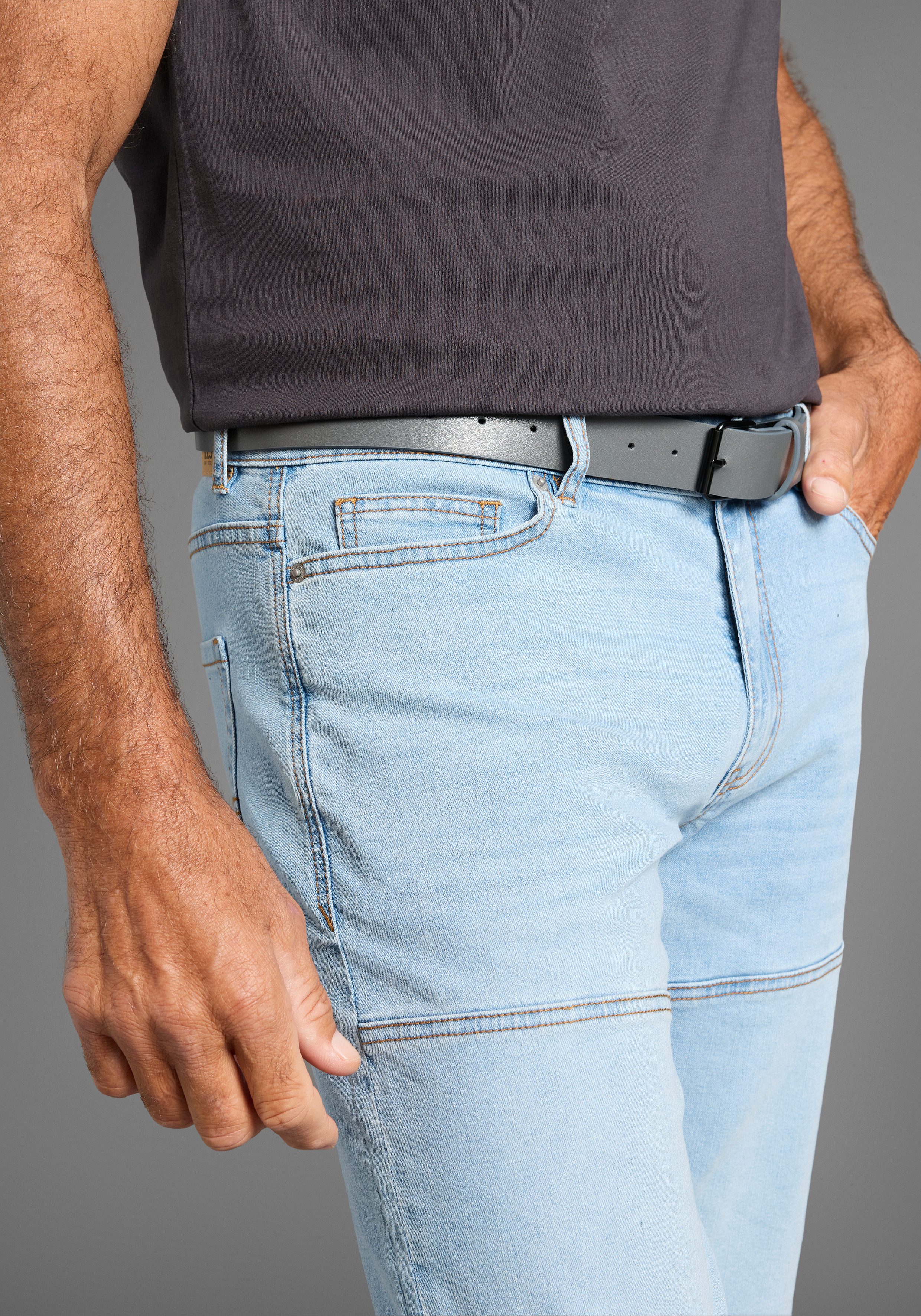 H.I.S Jeansbermudas HANTZ (Set, 2-tlg., mit abnehmbarem Gürtel) gerader Beinschnitt, Used-Look mit Abriebeffekten