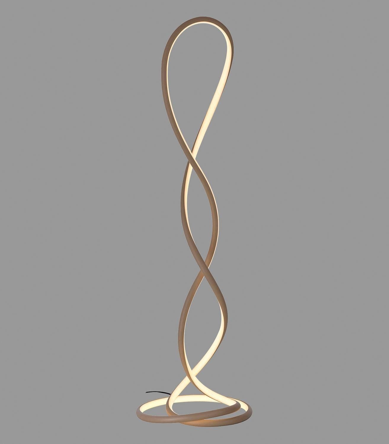 Paul Neuhaus LED Stehlampe TWIST, Sandfarben, Aluminium, mit Schnurschalter, Dimmfunktion, LED fest integriert, Extra-Warmweiß, Ø 41 x H 143 cm