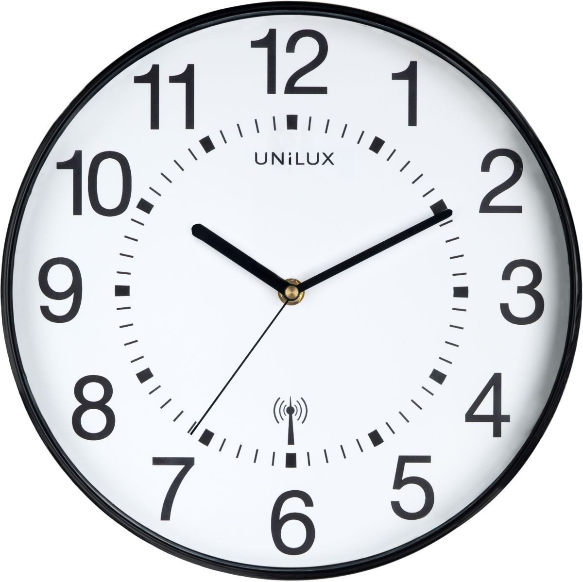unilux Uhr Funkwanduhr Wave Kunststoff 30 cm schwarz