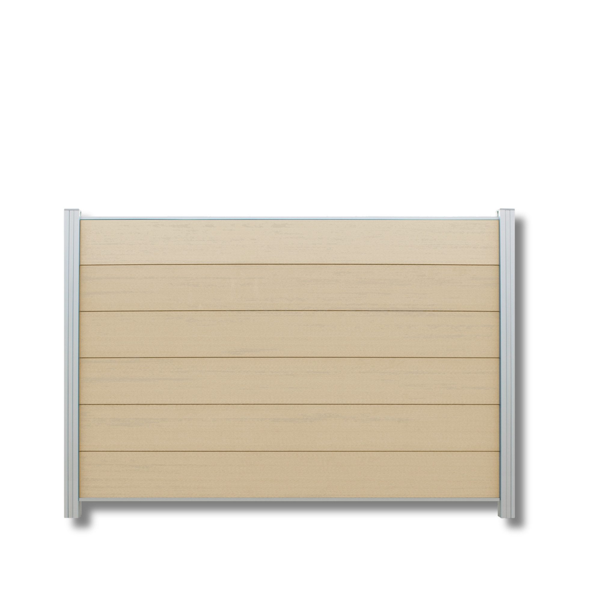 WPC Profi Zaun Zaun Komplettset Sichtschutzzaun Zaunelemente Sandbeige180x120 cm, (Komplettset, mit Start- und Abschlussleisten, Pfosten und Zubehör)