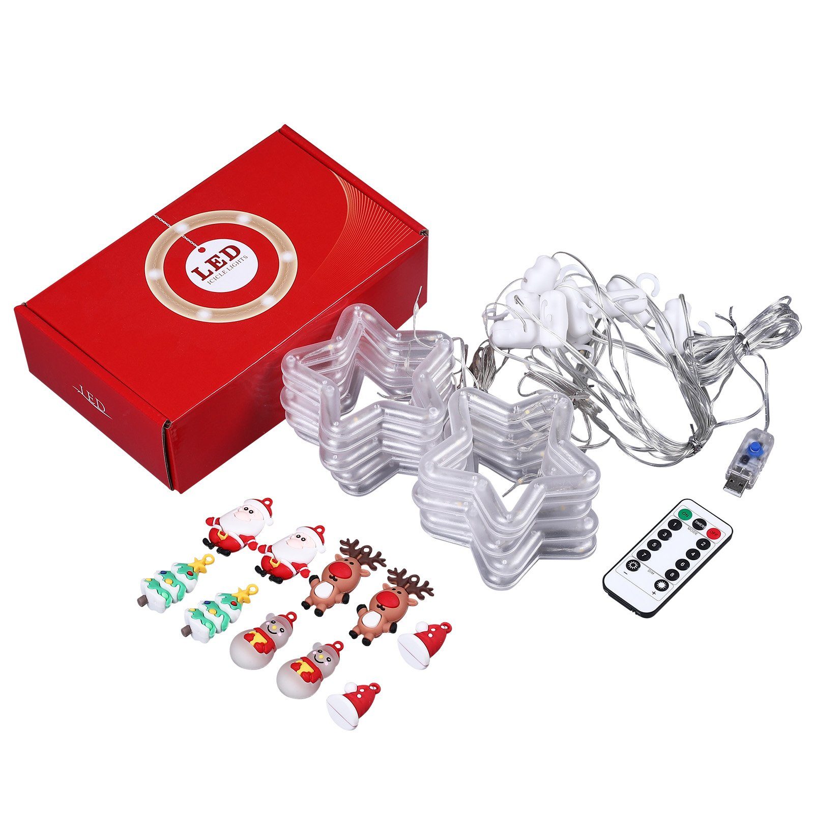 Rosnek LED-Lichtervorhang 3M, Weihnachtsornamente, für Schlafzimmer Fenster günstig online kaufen