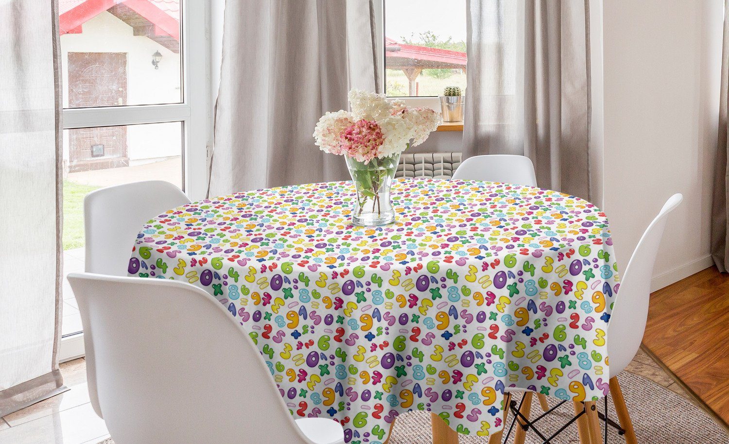 Küche Tischdecke Esszimmer Abdeckung Blase Tischdecke Kreis Dekoration, für Abakuhaus Bunte Stil Zahlen