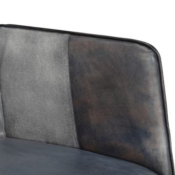 vidaXL Sessel Sessel mit Hocker Grau Echtleder und Canvas (1-St)