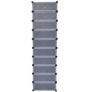 vidaXL Schuhregal Schuh-Organizer Zusammenklappbar mit 10 Fächern Schwarz, 1-tlg.