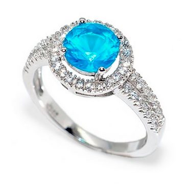 Goldene Hufeisen Silberring Swiss Blautopas Ring aus 925 Silber echte Edelsteine Fingerring, Damen-Schmuck mit Edelsteine