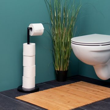bremermann Toilettenpapierhalter Stand-WC-Rollenhalter 2in1, Ersatzrollenhalter (4 Rollen), schwarz