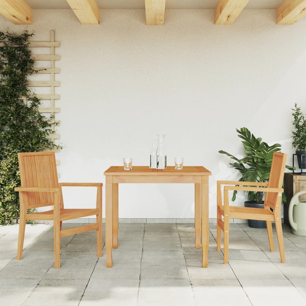 furnicato Gartenstuhl Stapelbarer aus Naturholz 56,5 x 57,5 x 91 cm (2 St), Ergonomische Sitzbank mit Armlehnen und platzsparendem Design