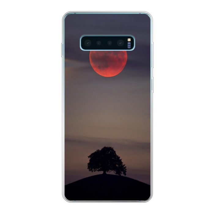 MuchoWow Handyhülle Mond - Baum - Rosa Phone Case Handyhülle Samsung Galaxy S10 Lite Silikon Schutzhülle