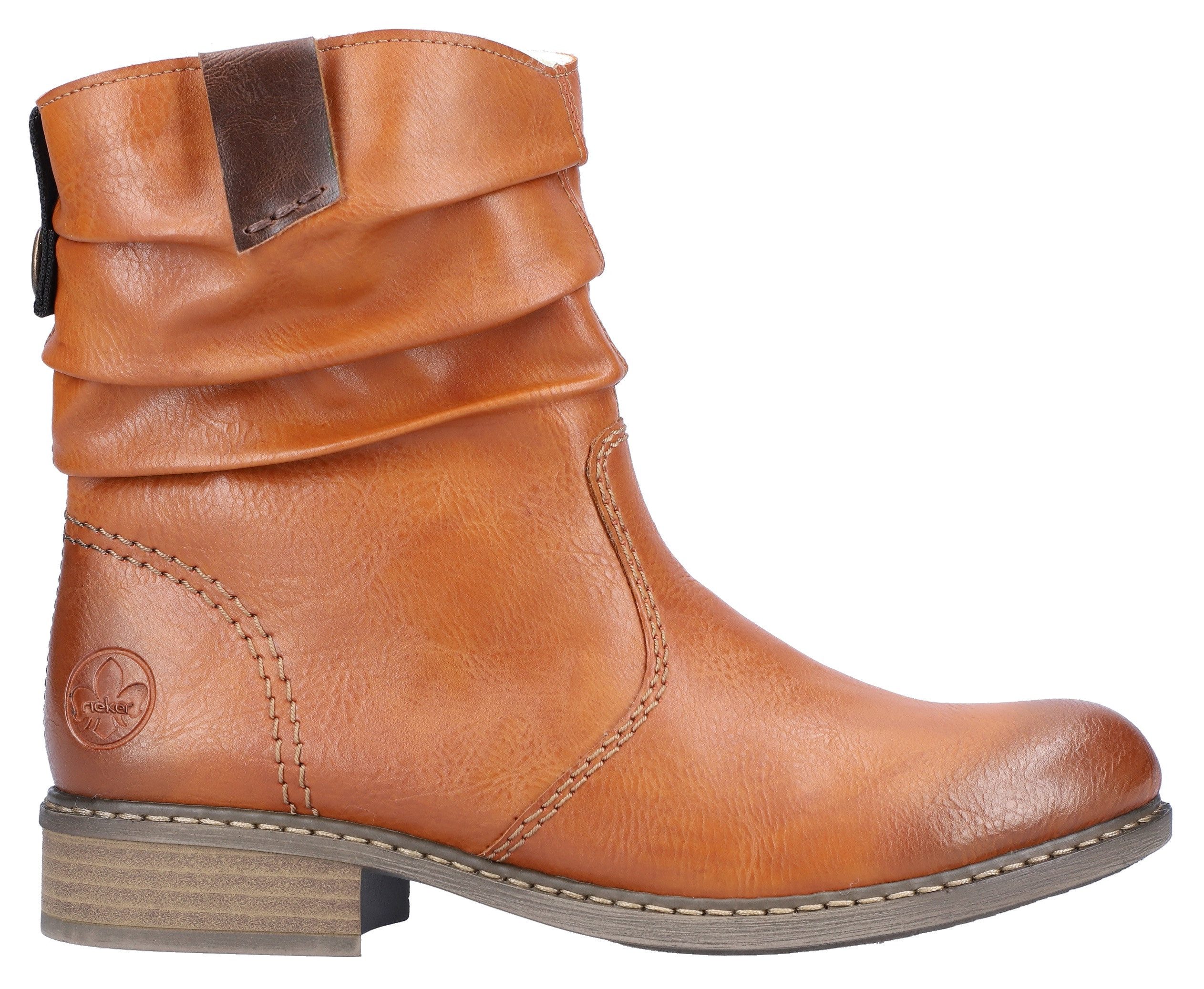 Rieker Winterboots, Winterstiefelette, Blockabsatz, Warmfutter, geraffter slouchy Schaft