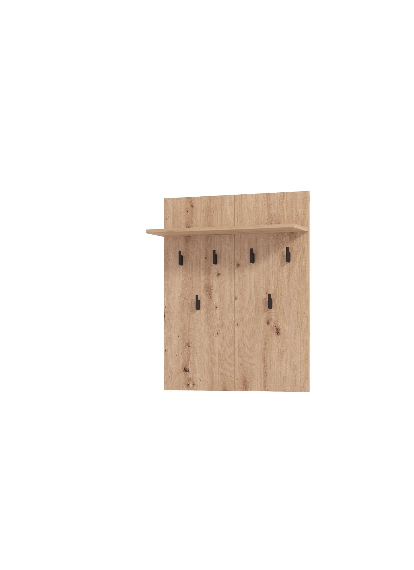 Home affaire Garderobenpaneel Landes, Garderobe mit 6 Haken und Hutablage, Wandgarderobe, mit Regal, Höhe 83 cm, in Artisan Eiche