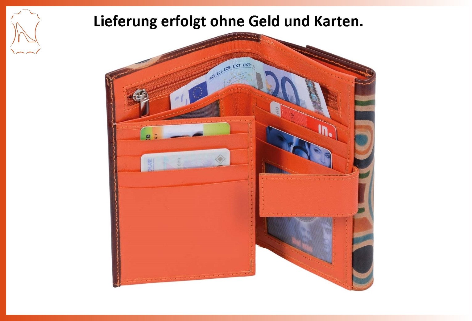 GlücksNugget Geldbörse bunte Leder-Damen-Börse, viele Fächer