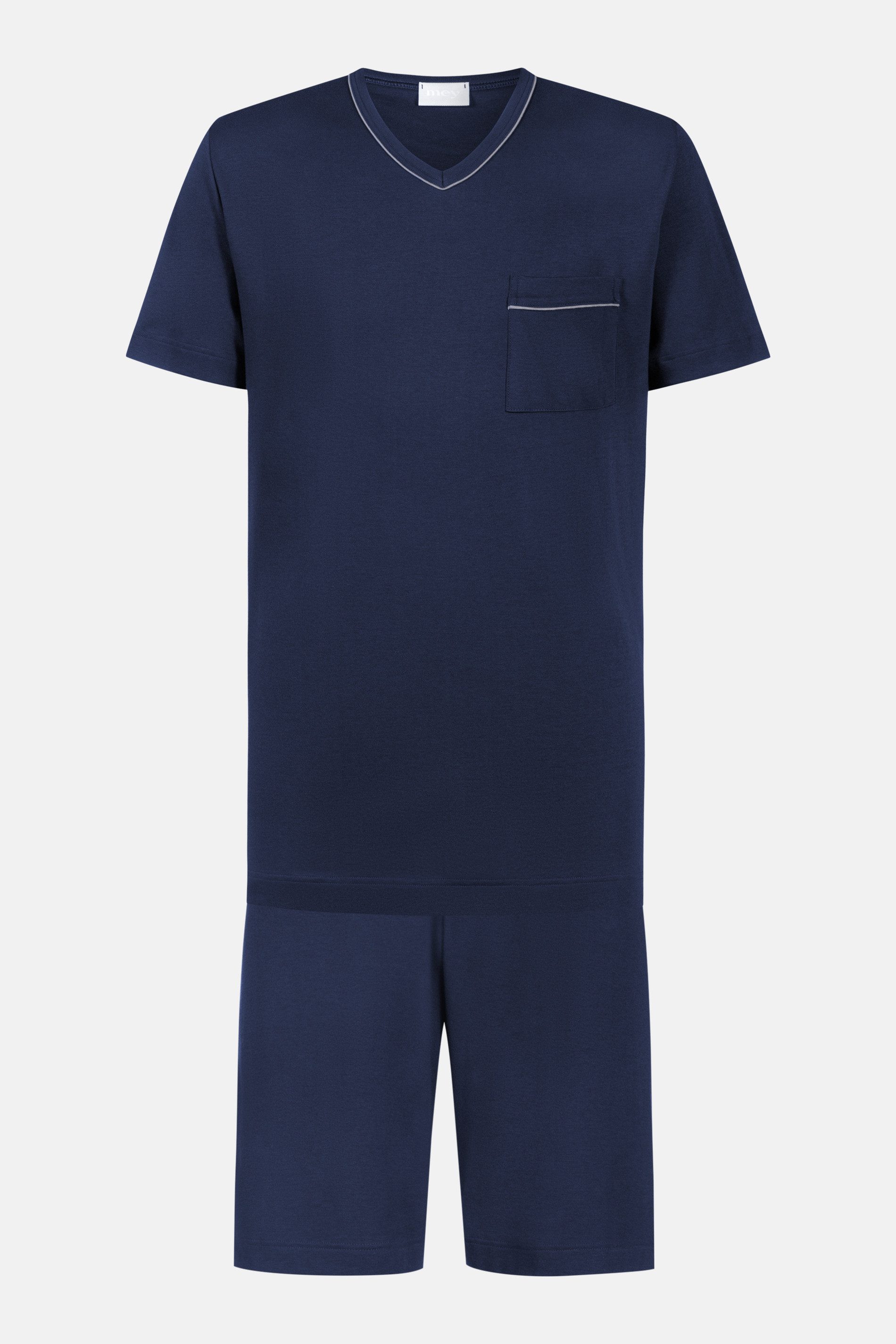 Mey Schlafanzug Mey Herren Anzug kurz Serie Pure Night Uni Pyjama (2 tlg)