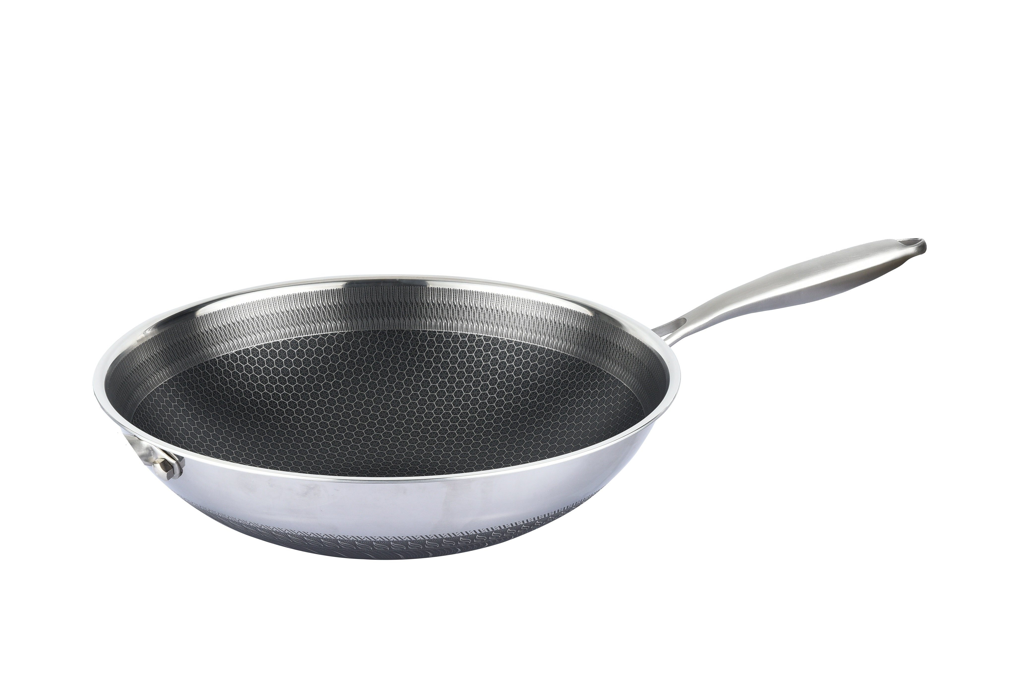 Cheffinger Wok Wok Pfanne Edelstahl Wabenstruktur Ø32cm Induktion Anti Haft Kratzfest