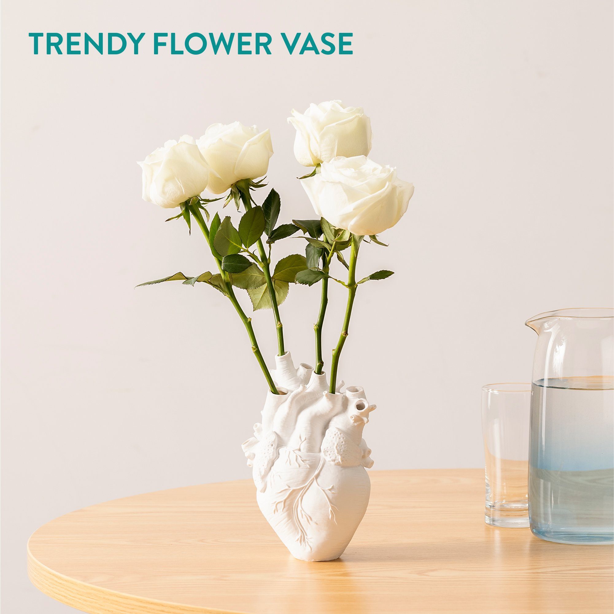 Navaris Dekovase Herz Vase anatomisch - Anatomie Deko Vase aus Kunstharz (1 günstig online kaufen