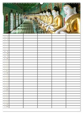 CALVENDO Wandkalender Goldenes Myanmar - Familienkalender 2023 (Premium, hochwertiger DIN A2 Wandkalender 2023, Kunstdruck in Hochglanz)