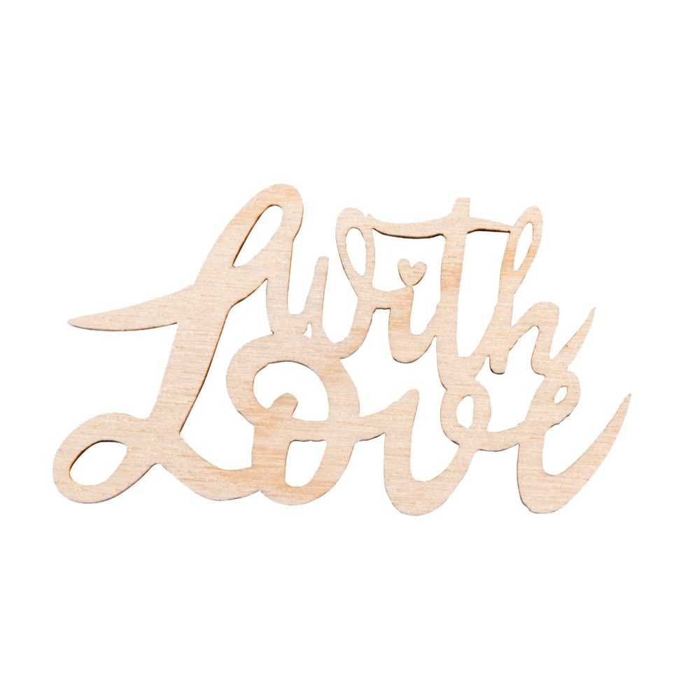 Rayher Wanddekoobjekt Holz Schriftzug Mini With Love, 4 Stück