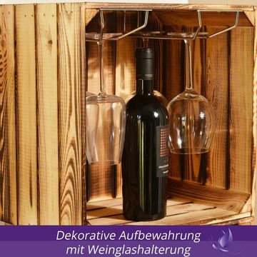 CHICCIE Weinregal Weinregal Wino Set aus Holz - Geflammt Komboset Wandregal Flaschenrega, 3-tlg.