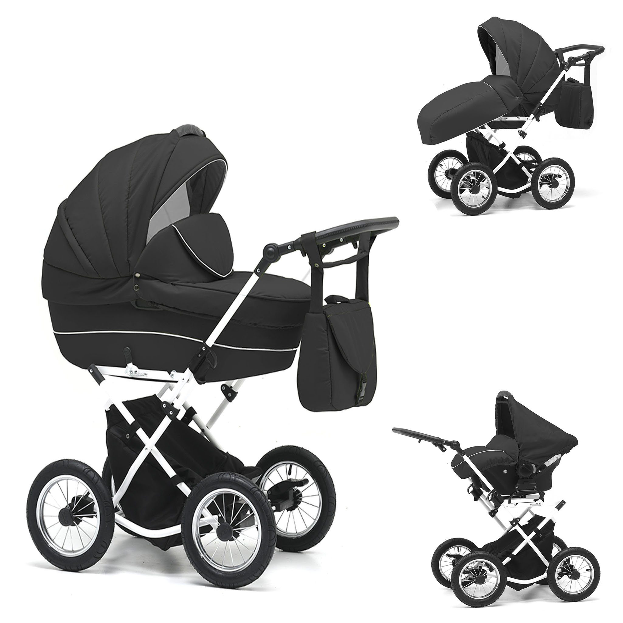Kombi-Kinderwagen Sorento 4 in 1 mit Sportsitz, Autositz und Zubehör in 17 Farben