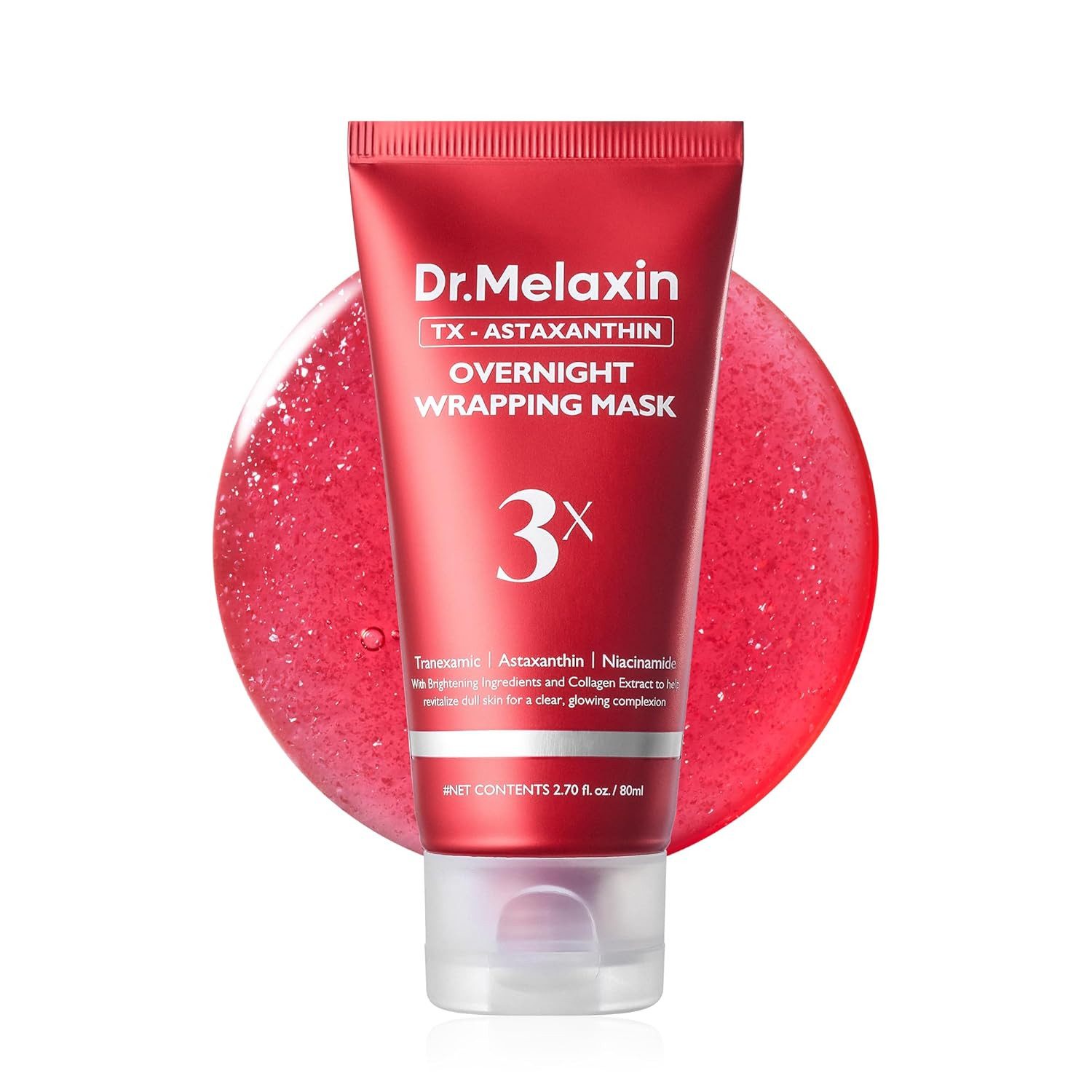 Dr.Melaxin Gesichtsmaske TX-ASTAXANTHIN Overnight Wrapping Mask 80 ml – K-Beauty Overnight- Maske mit Astaxanthin, Tranexamic Acid, Niacinamide, Glutathione –, Overnight Wrapping Mask mit Astaxanthin, Tranexamsäure