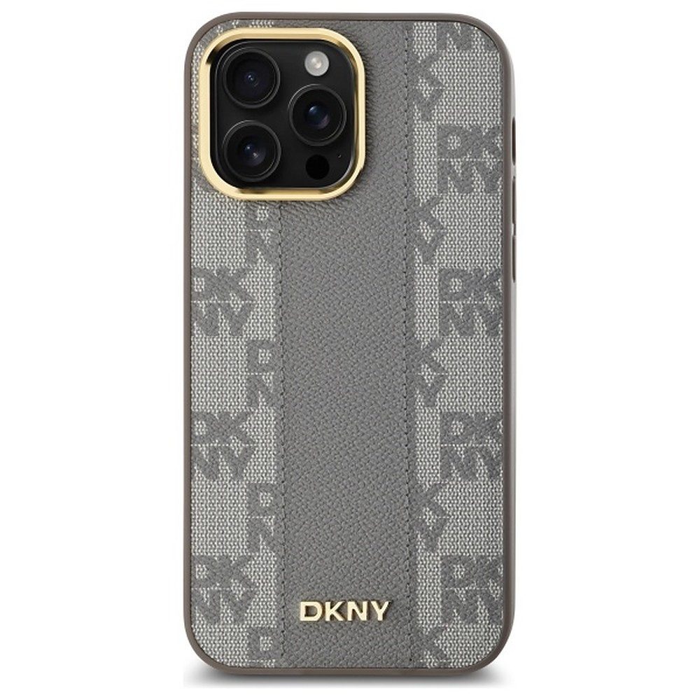 DKNY Handyhülle MagSafe Lederhülle, MagSafe-kompatibel, Lederoptik, Goldakzente