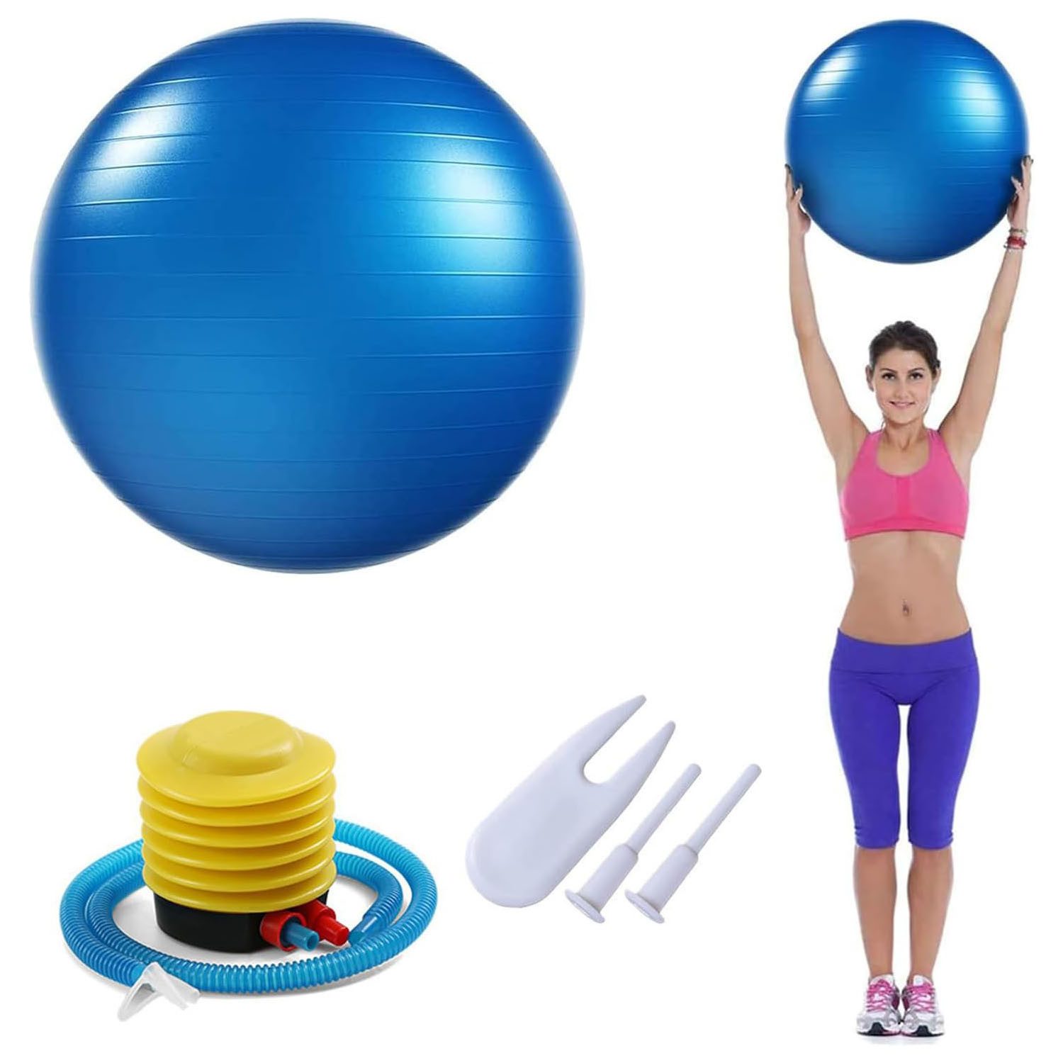 SURFOU Gymnastikball Sitzball Fitness Balance Ball Mit Aufblasbarer Fußpumpe (für Büro & Rückentraining), für Yoga, Pilates, Core TrainingGymnastik
