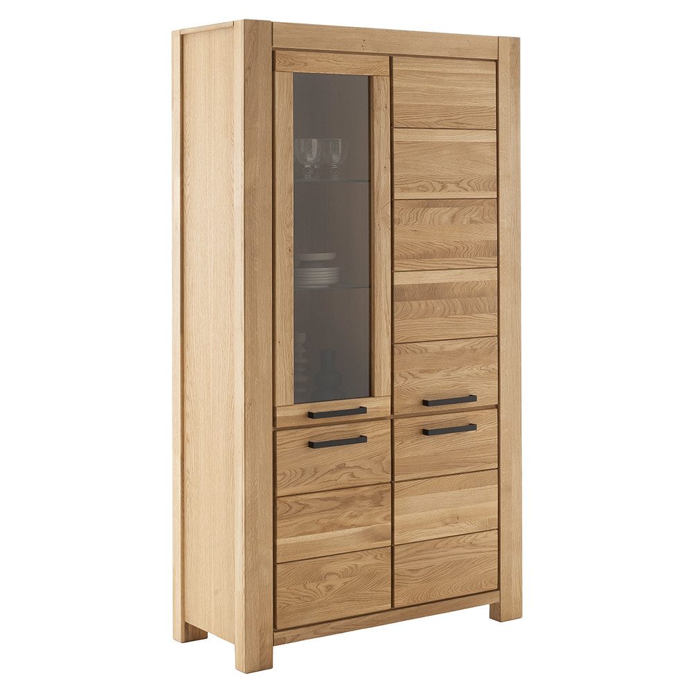 Lomadox Vitrine SELISTE-06 Massivholzmöbel, Eiche teilmassiv geölt, 109cm breit
