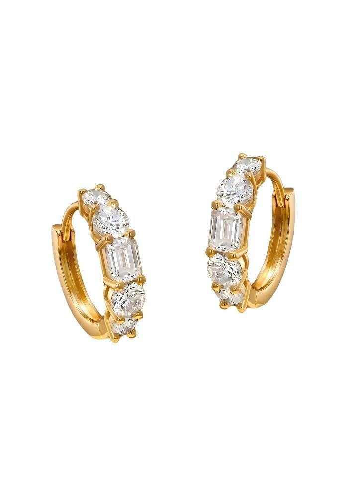 Jumpeak Paar Ohrstecker Diamant Creolen Ohrringe,14K Gelbgold/Weißgold,Geschenk,gold Ohrringe, D/E, VVS/VS,Diamant Ohrringe,Damen Hochzeit,Labor gezüchteter Diamant