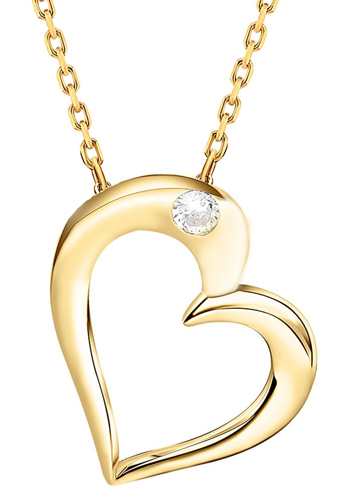 Herzkette Halskette mit Herz gold Silber 925 Kette Anhänger Frauen