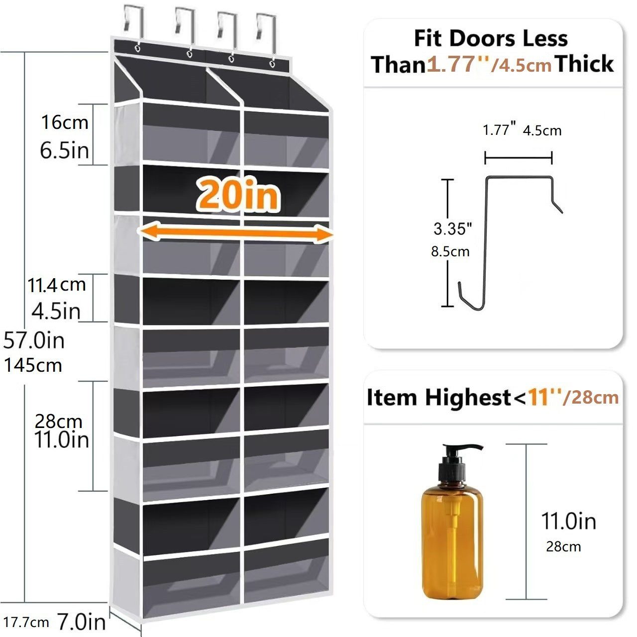 Coonoor Hängeregal Hängeorganizer Tür mit 5 Fächern, Tür-Organizer Hängeauf günstig online kaufen