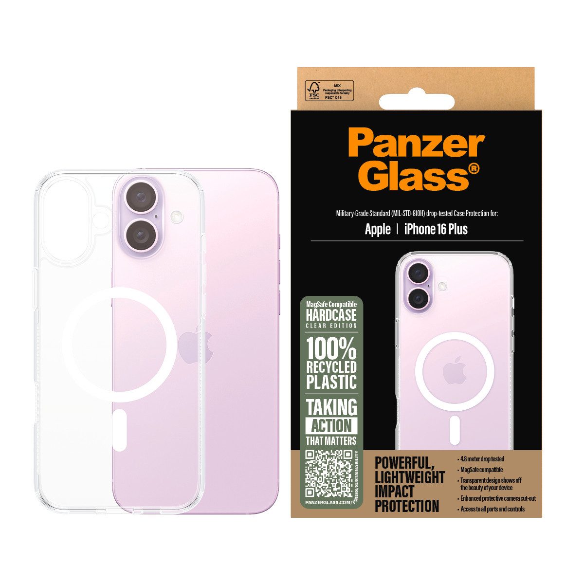 CARE by PanzerGlass Handyhülle HardCase mit MagSafe für Apple iPhone 16 Plus, Backcover, Schutzhülle, Handyschutzhülle, Case, Schutzcase, stoßfest