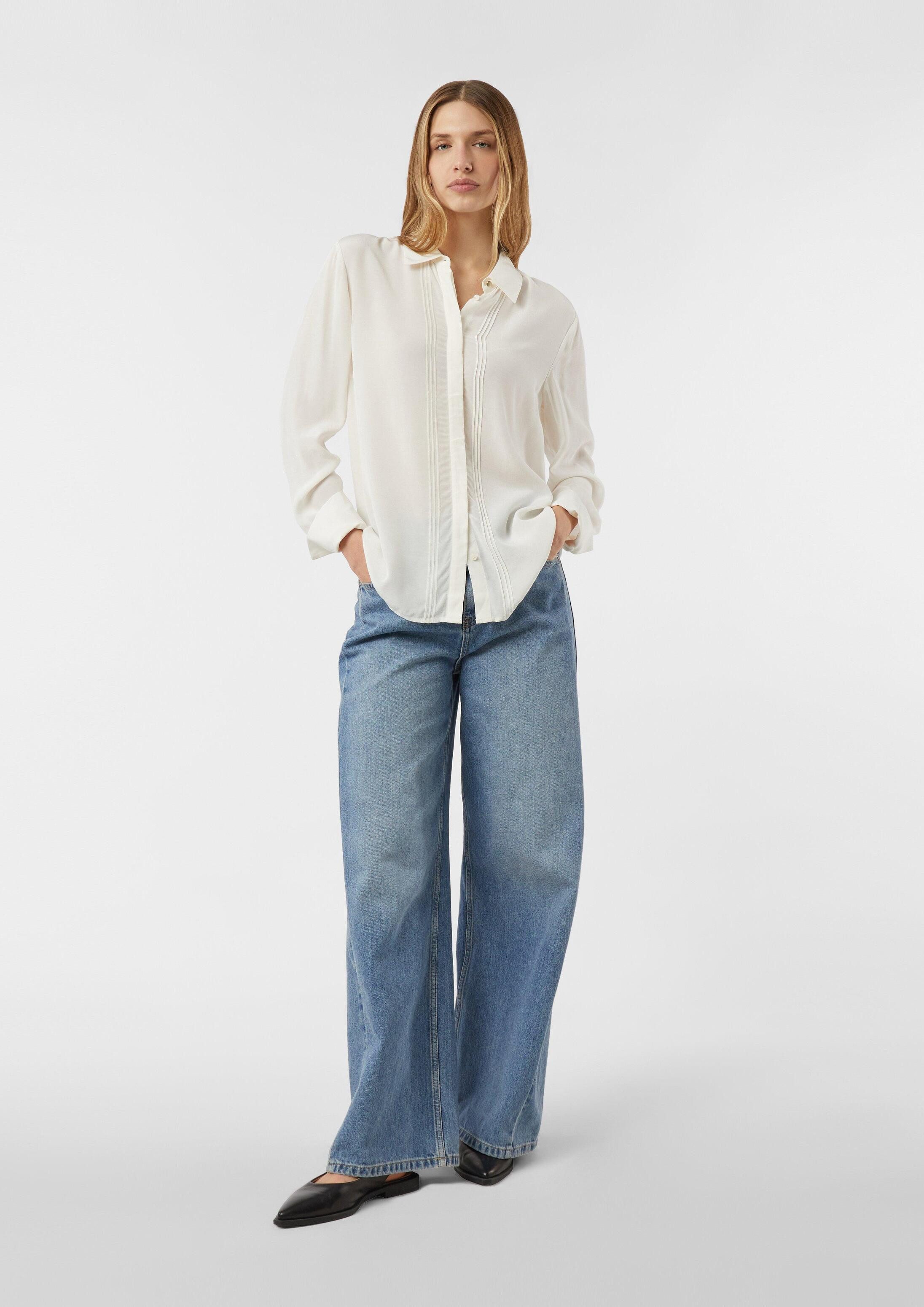 comma Langarmbluse Bluse Semi-transparente Bluse aus Viskose-Crêpe