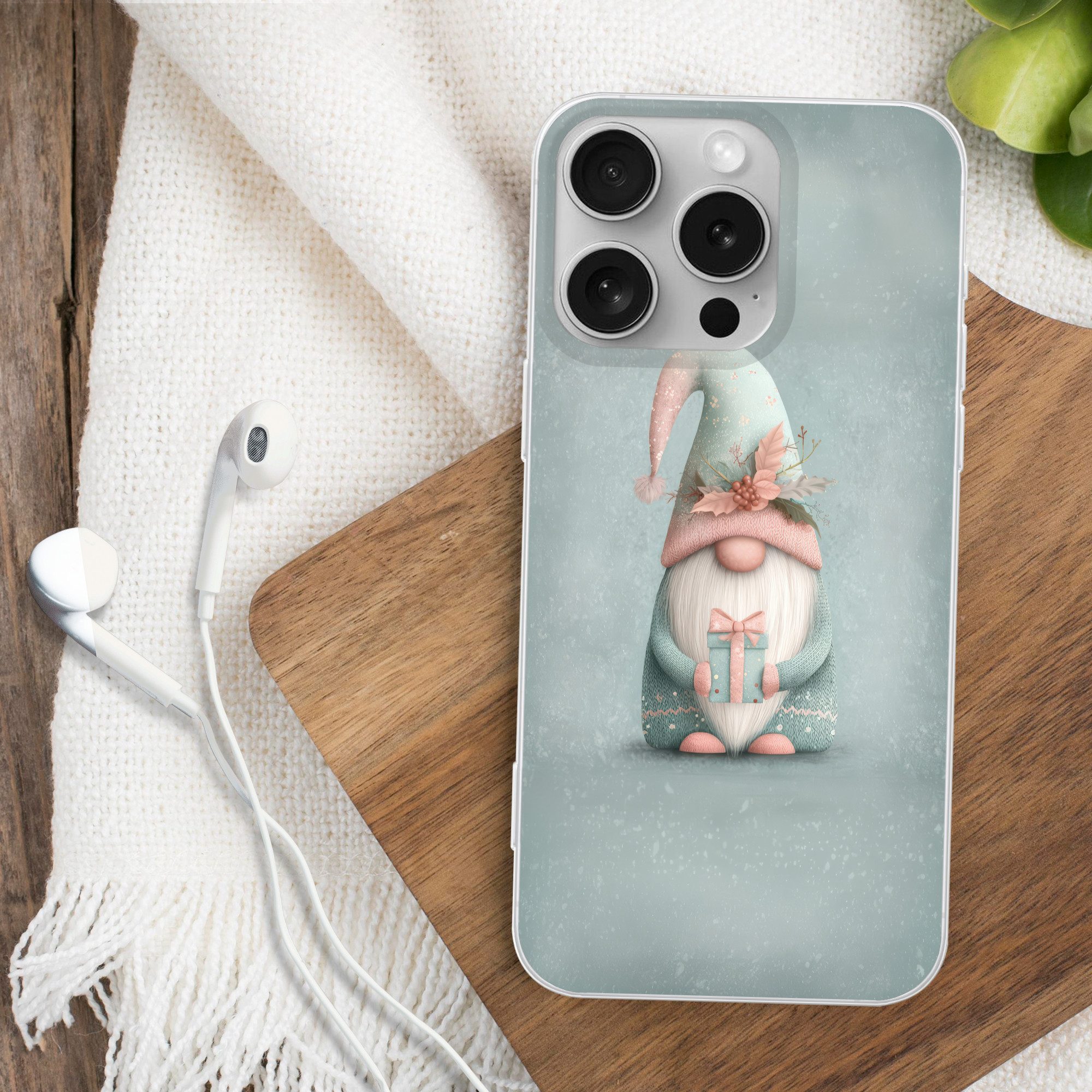 MuchoWow Handyhülle für Apple iPhone 16 Pro Weihnachtszwerg - Geschenk - Grün, Smartphone-Bumper, Print, Handy Schutzhülle Dünn