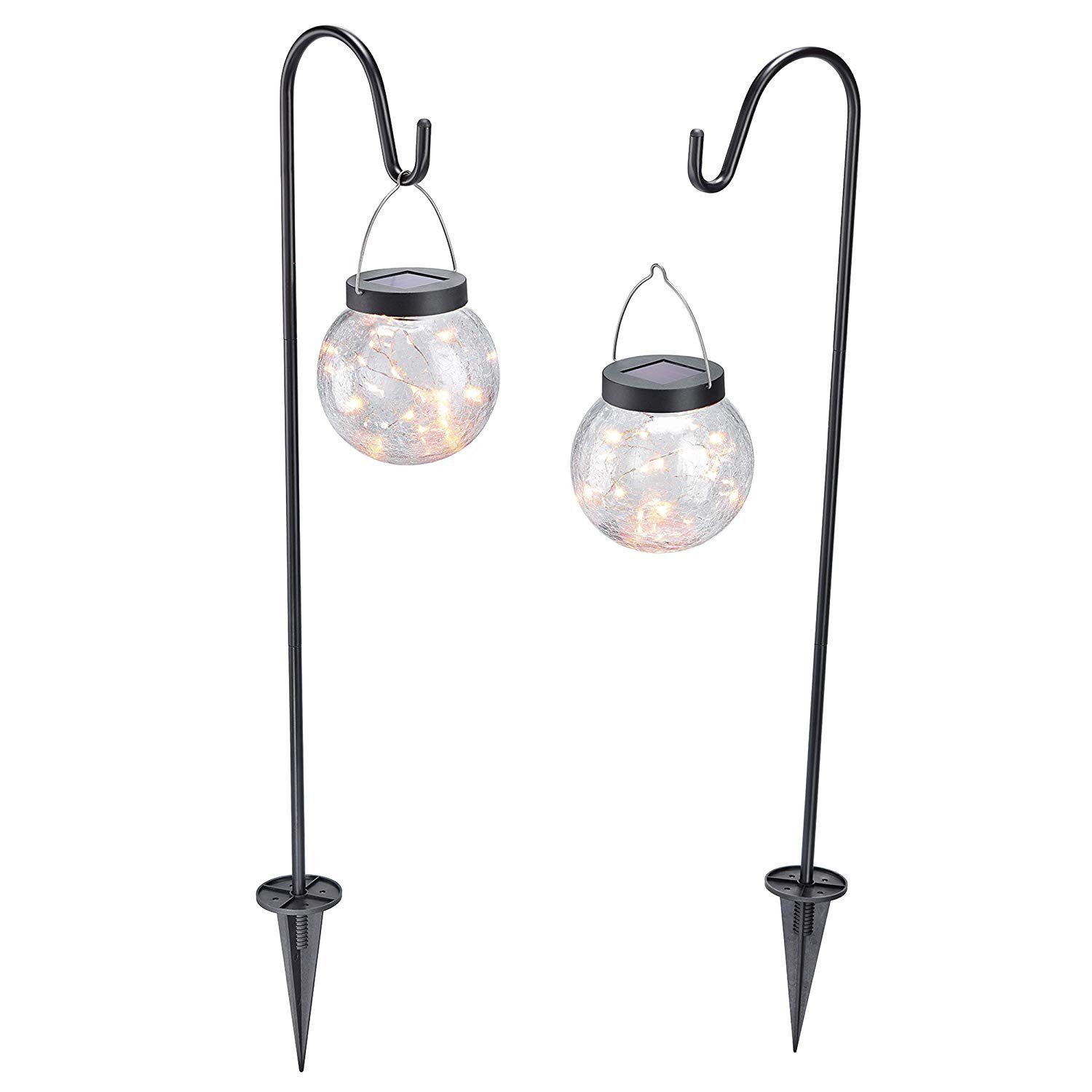 esotec LED Solarleuchte Dekorative Solar Hängeleuchten "Smart Globe", 2er Set
