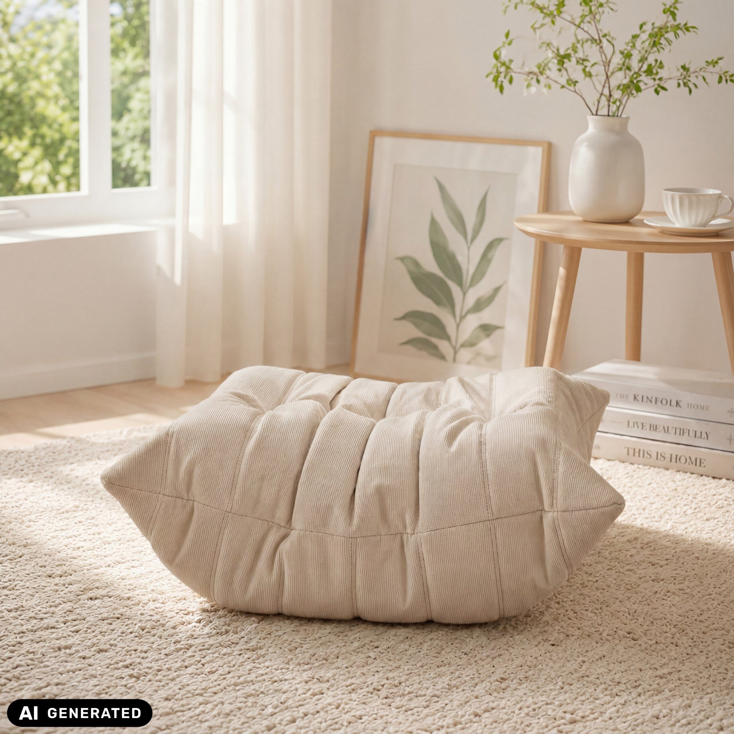 hjh LIVING Sitzsack Sitzolo Podi Relaxsessel H/B/T:, Sitzsack Pouf Bodensofa aus Cord mit Schaumstoff Füllung Fußhocker – Bild 3 von 5